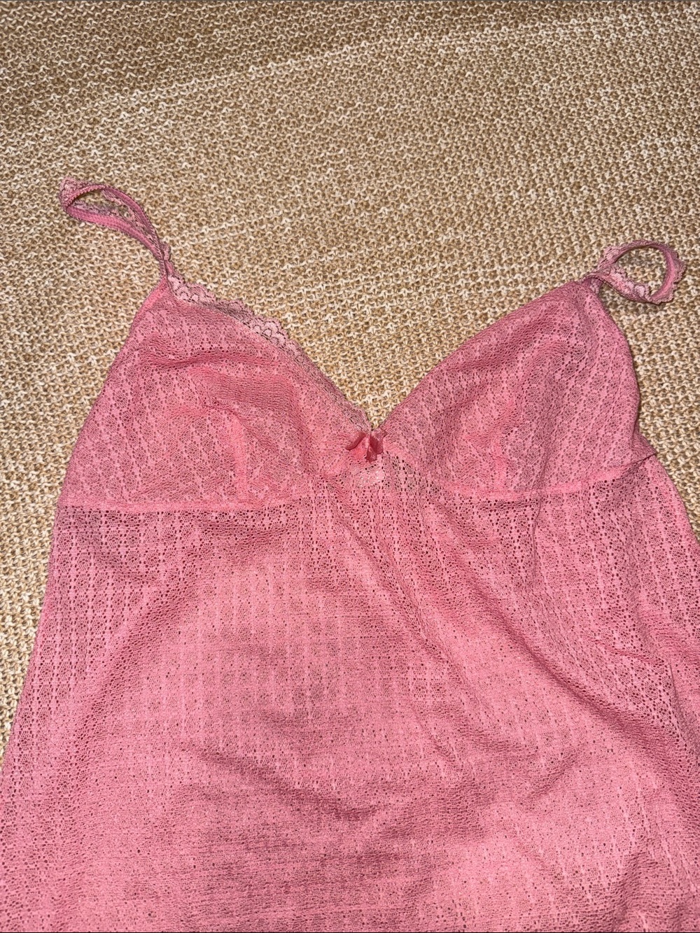 GAP Pink Lace Chemise with Bow Accent